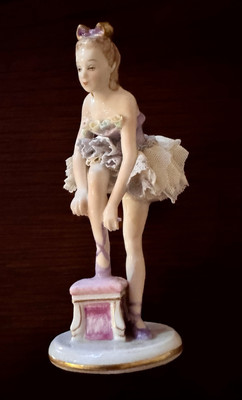Rare Irish Dresden Porcelain Lace Doll Vintage HTF Ballerina