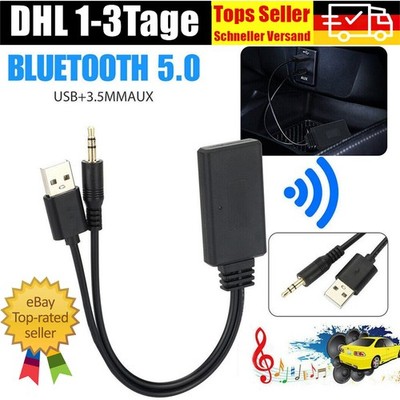 Bluetooth Empfänger Audio Receiver KFZ Adapter AUX Auto Klinke USB-Kabel Schwarz