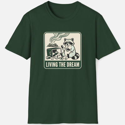 Living The Dream Shirt Funny Camping Raccoon Trash Panda Meme Graphic T-Shirt