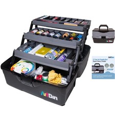 Luxury 3-Tray Art Supply Box - Durable Organizer with Quick Access  Locking Lid