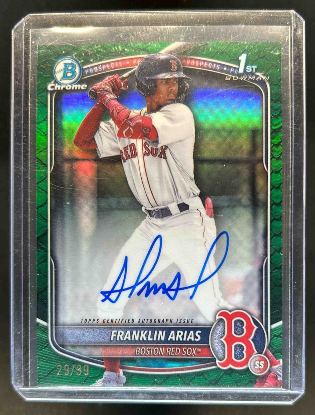 2025 Bowman Franklin Arias Chrome Auto Reptilian Green Refractor 1st #29/99