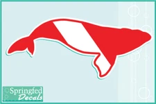 HUMPBACK WHALE Shaped DIVE Flag Vinyl Decal Car Truck Sticker SCUBA Diving Decal