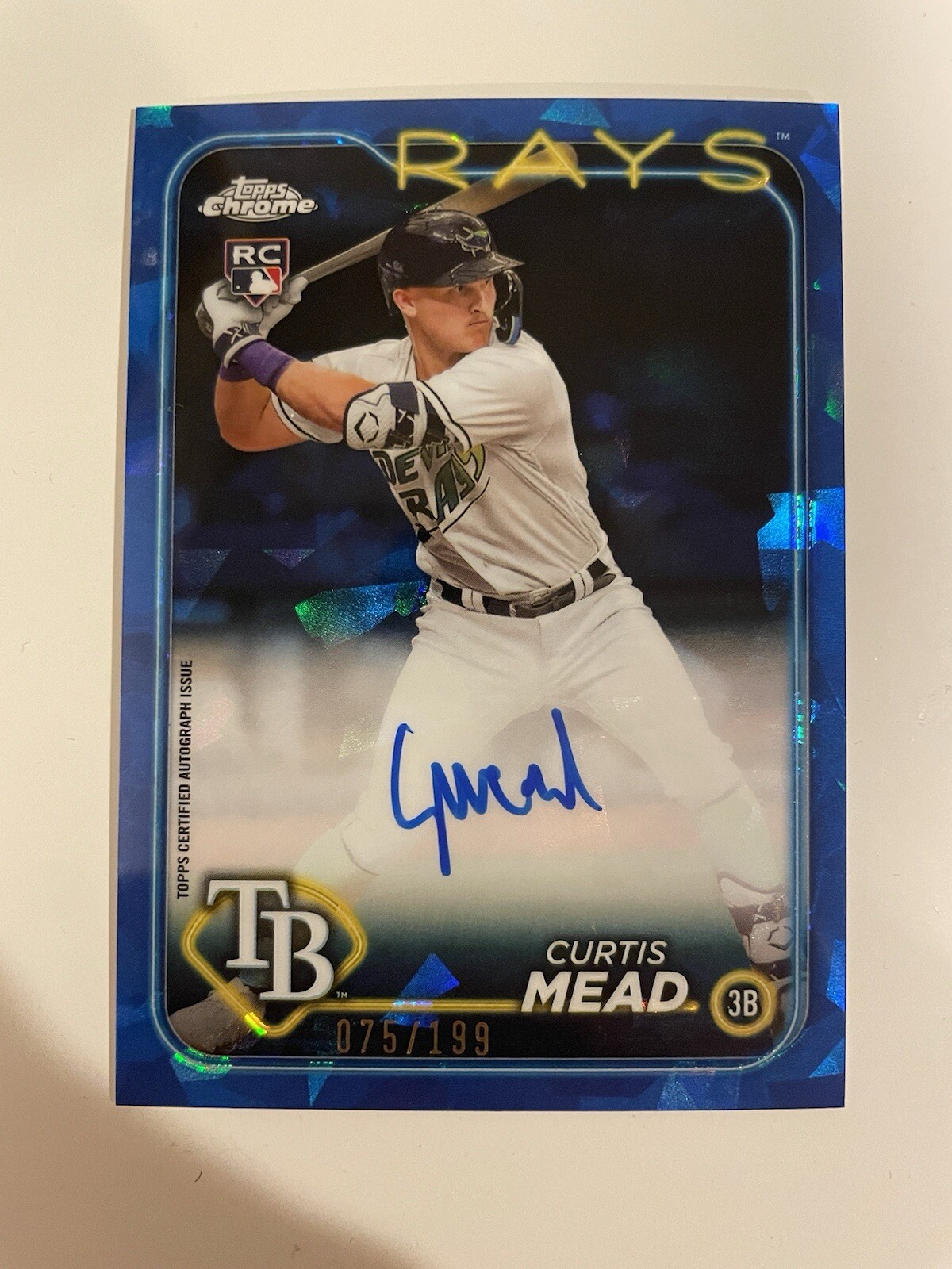 CURTIS MEAD 2024 Topps Chrome Update Sapphire ON-CARD ROOKIE AUTO /199 Rays🔥