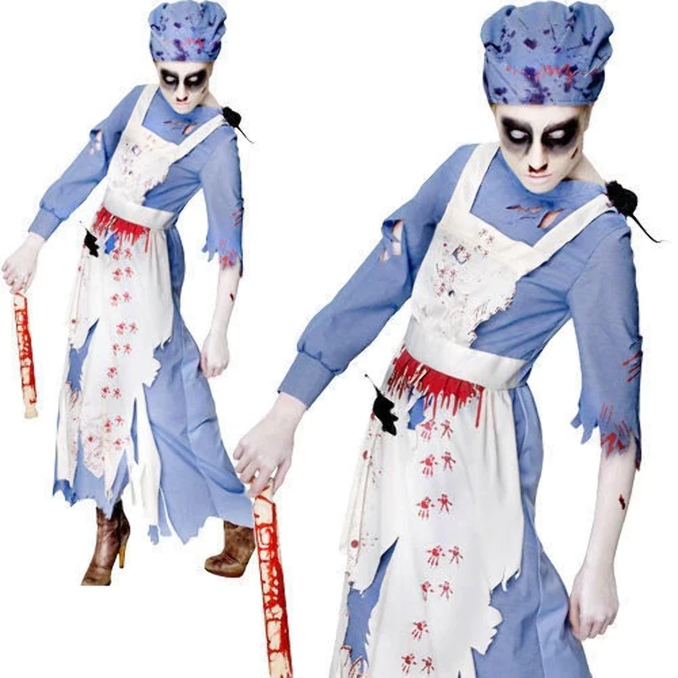 Victorien Servante Zombie Femmes Déguisement Halloween Horreur Adultes Costume - Photo 1/1