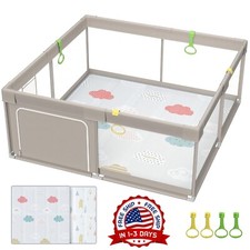 Parque De Guarderia Corralito Para Cuidado De Bebes Ni os 72  x 59  Gris NEW US