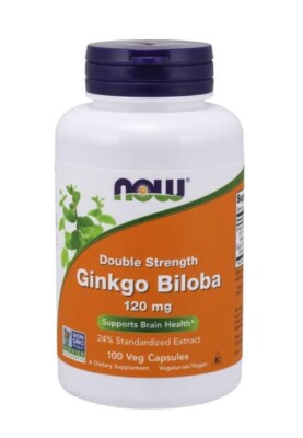 Now Foods Ginkgo Biloba Double Strength 120 mg 100 Vegetarian Capsules