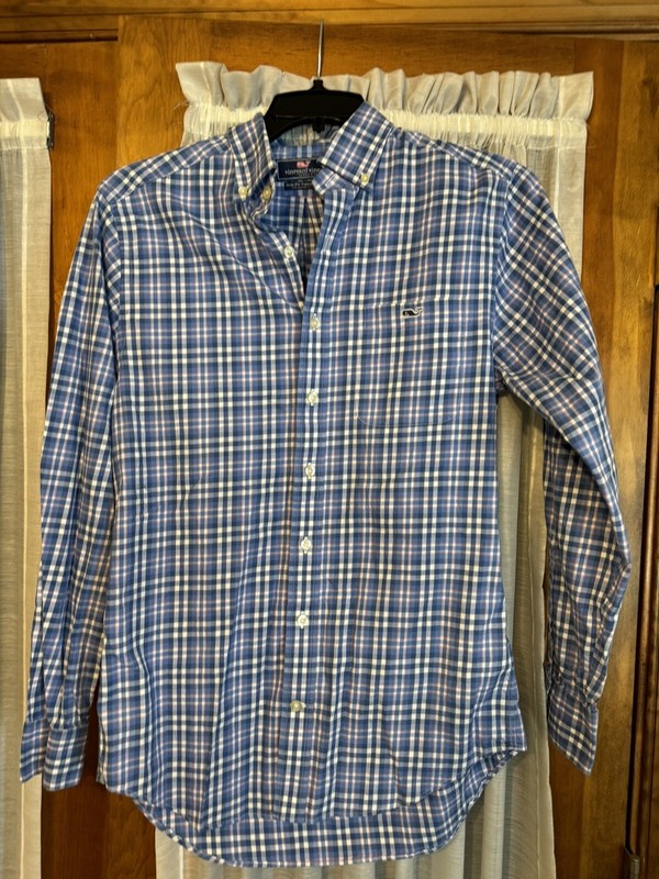 Vineyard Vines Slim Fit Whale Shirt Button Down Long Sleeve Plaid Sz S