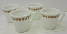 Lot of 4 Corning PYREX Butterfly Gold Mugs D Handle #141 Vtg