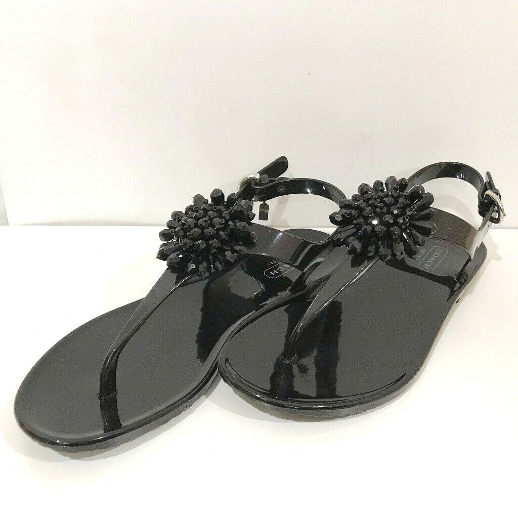 Coach Hilda Jelly Flat sandals Women's Black 7 Gem