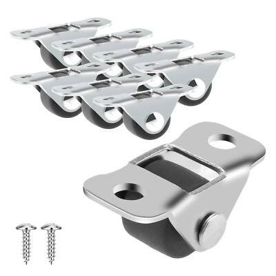 8 Pcs 1/2 Inch Mini Fixed Caster Wheels,Low Profile Single Direction Tiny Wheels