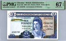 Gibraltar 10 Pounds 1986 PMG 67 EPQ SUPERB GEM UNC Pick # 22b