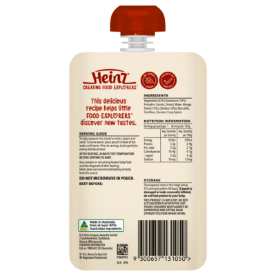 Heinz Food Pouch 120g Chicken, Sweetcorn Mango Flavour 6+ Months