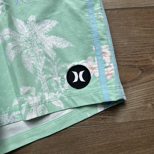 "Boardshorts Hurley 30 Phantom Naturals para hombre puerta trasera 18"" azul verde floral" - Imagen 3 de 6