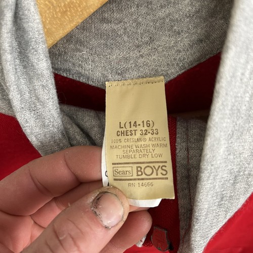 Vtg 60s Sears Full-Zip Red Grey Track Jacket Boy’s L - Picture 2 of 6