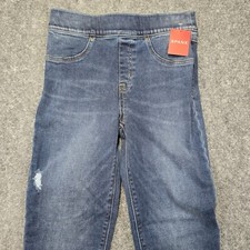 Spanx Jeans Womens Small Blue Distressed Skinny Pull On Raw Hem MSRP 128