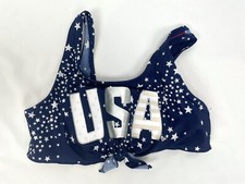 Justice Girl Size 10 Blue USA Bikini Swim Top Stars Padded