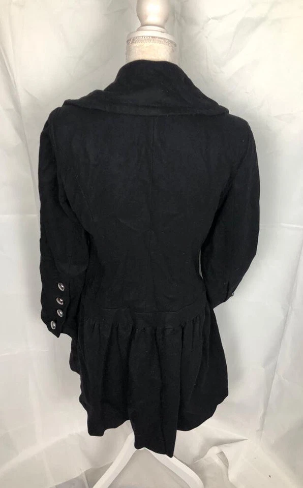 Abrigo de Lana Jessica Simpson Negro Talla M Trench Designer Doble Pecho Foto 3 de 4