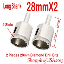 2X 28mm Diamond Drill Bit Set Hole Saw Cutter Tool Long Shank Glass Marble Tile