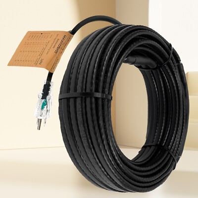 Electric Heating Cable for Roof Gutters, 6 ft Lighted Plug, 8W/Ft, 120V
