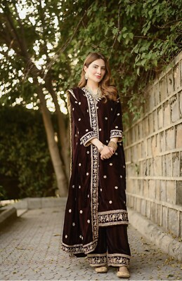 velvet embroidered dress pakistani Black Exclusive Velvet Embroidery main image 0