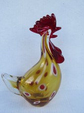 Rooster Chicken Hen Murano Style Art Glass Hand Blown Figurine Pepper weight 10