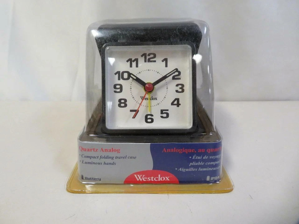 Westclox Travelite Quartz Analog Battery Clock Compact Folding Travel Case - Image 2 of 4