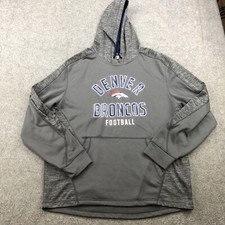 Denver Broncos Hoodie Mens XL Gray Hooded Pullover Casual Heathered 