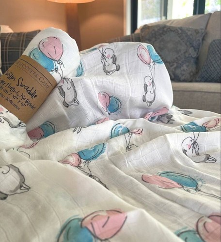 Muslin Swaddle Blankets- Soft Bamboo Cotton Baby Swaddle Blanket( 2 packs) - Picture 6 of 7