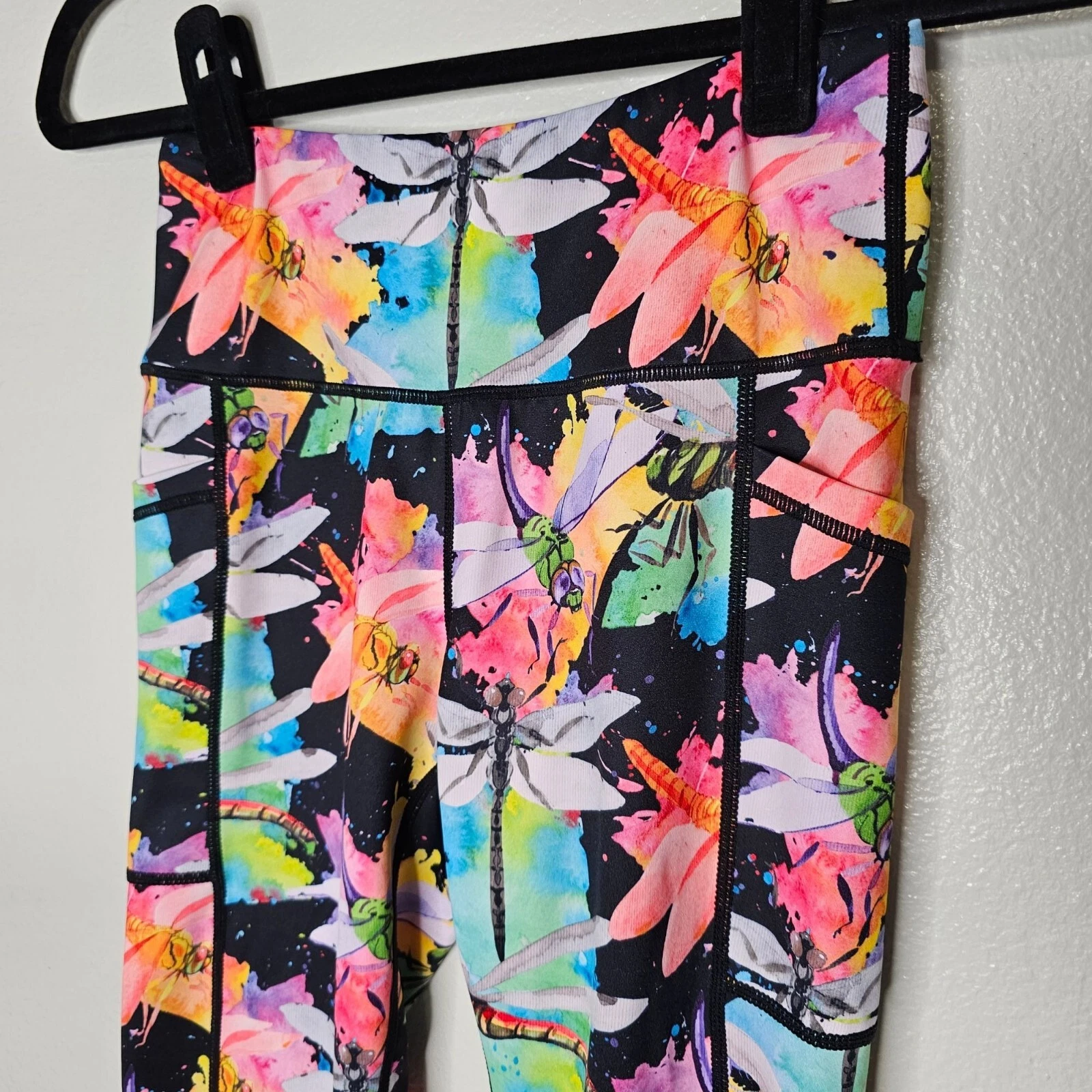 constantly-varied-gear bright colorful dragonfly print capri crop leggings