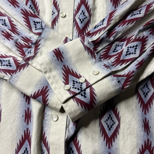 Vintage Wrangler Shirt Mens XL Pearl Snap Western Aztec Navajo Cowboy - Picture 4 of 10