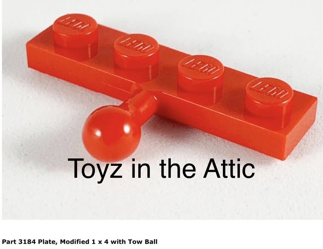 LEGO Parts 1x 3184 Red Plate Modified 1 x 4 with Tow Ball Ball