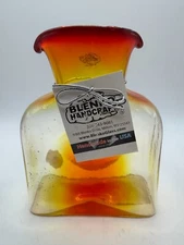 NEW Signed Blenko Amberina Tangerine Hand Crafted Decanter 2017 Art Glass Vase