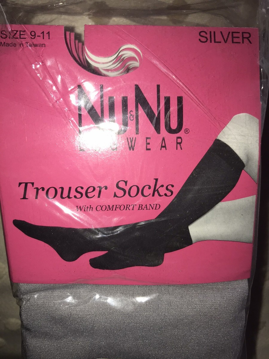 NIP SILVER SOCKS ~ NuNu Nu & Nu Legwear Trouser Socks ~ 1 PAIR