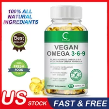 120 Pills Omega 3 6 9 Capsules Fatty Acids Dietary Supplement Highest Potency US