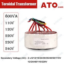 ATO Toroidal Transformer Dual Primary Secondary 800VA 24-0-24V 30-0-30V