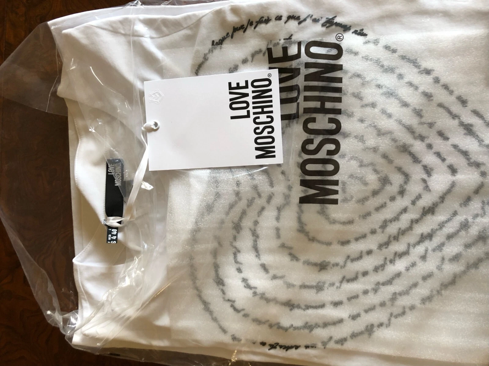 ABITO LOVE MOSCHINO NUOVO BIANCO 100% COTONE LOGO MAGLIONE ANTERIORE TAGLIA 40 USA 6