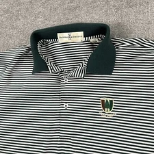 PINE VALLEY Golf Club Polo Shirt Mens Large Green White Striped Cotton Top 100