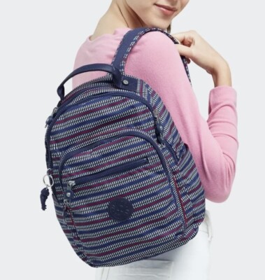 Kipling Small Backpack SEOUL Tablet Protection BLUE GEO 