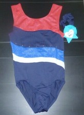 NEW Moret Fun Stars Gym Tank Leotard w/ Headband Youth Girls L 12 14 NWT LLL3