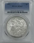 1887 $1 MORGAN SILVER DOLLAR PCGS MS63