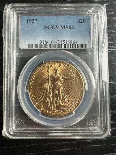 1927 $20 Gold St. Gaudens Liberty Double Eagle Coin PCGS MS64