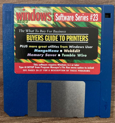 Windows User Software Series #23 Disk Buyers Guide to Printers UNGETESTET