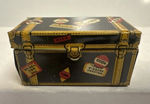 Marx Vintage Tin Litho Travel Steamer Trunk Luggage With Decals
