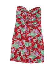 VINTAGE Womens Strapless Dress UK 4 XS Multicoloured Floral VT08