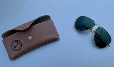 Vintage Bausch  Lomb Rayban Aviators Gold Frame Grey/Dark Green Glasses US MADE