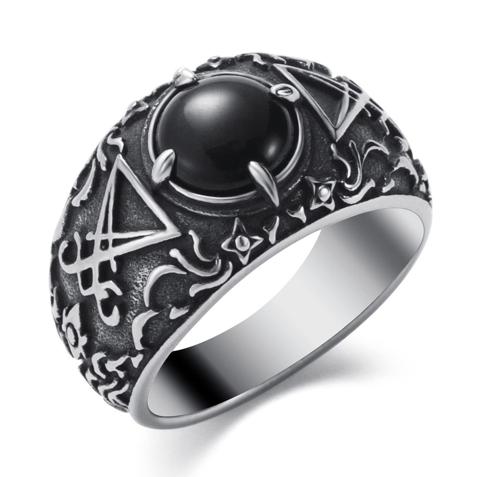 Satanic Ring Baphomet Goat Satan Devil Sigil of Lucifer Rings for Men ...