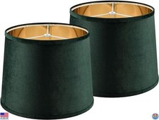 Chic Green Fabric Lamp Shades - Set of 2 Medium 11x13x10 Inch Hardback by GO SO