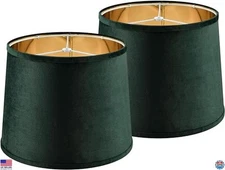 Chic Green Fabric Lamp Shades - Set of 2 Medium 11x13x10 Inch Hardback by GO&SO