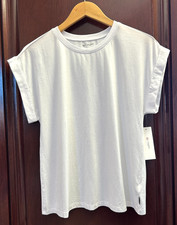 AG Adriano Goldschmied Women's Cuffed Sleeve Rowan Tee White Size Medium T-Shirt