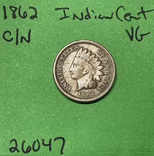 1862 Indian Head Cent 1c Vg Very Good Nice Type Coin Copper Nickel